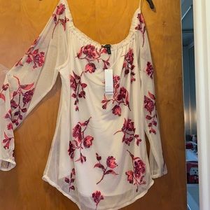 WHBM Off Shoulder Embroidered Top